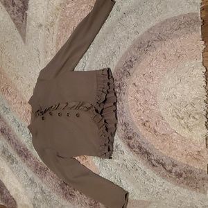 Sere Nade ruffled cardigan sweater army green whimsy goth xl